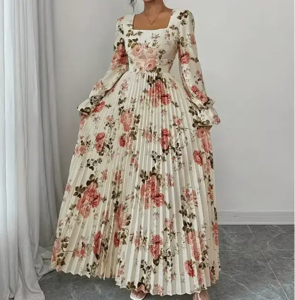 Zara Romantic Summer Floral Print Ruffle Sleeve Pleated Long Dress - Picture 6 of 6